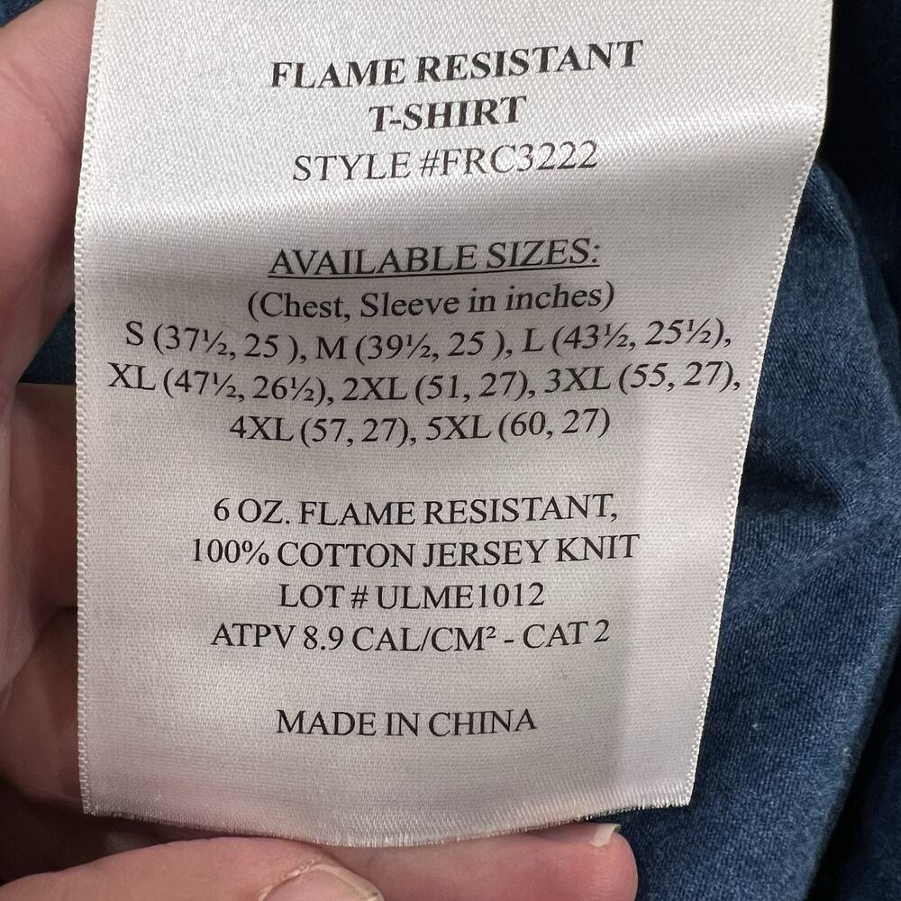 Bocomal FR Flame Resistant Mens T Shirt 5 Xl Blue Henley Long Sleeve Cat 2 Work - Picture 8 of 8